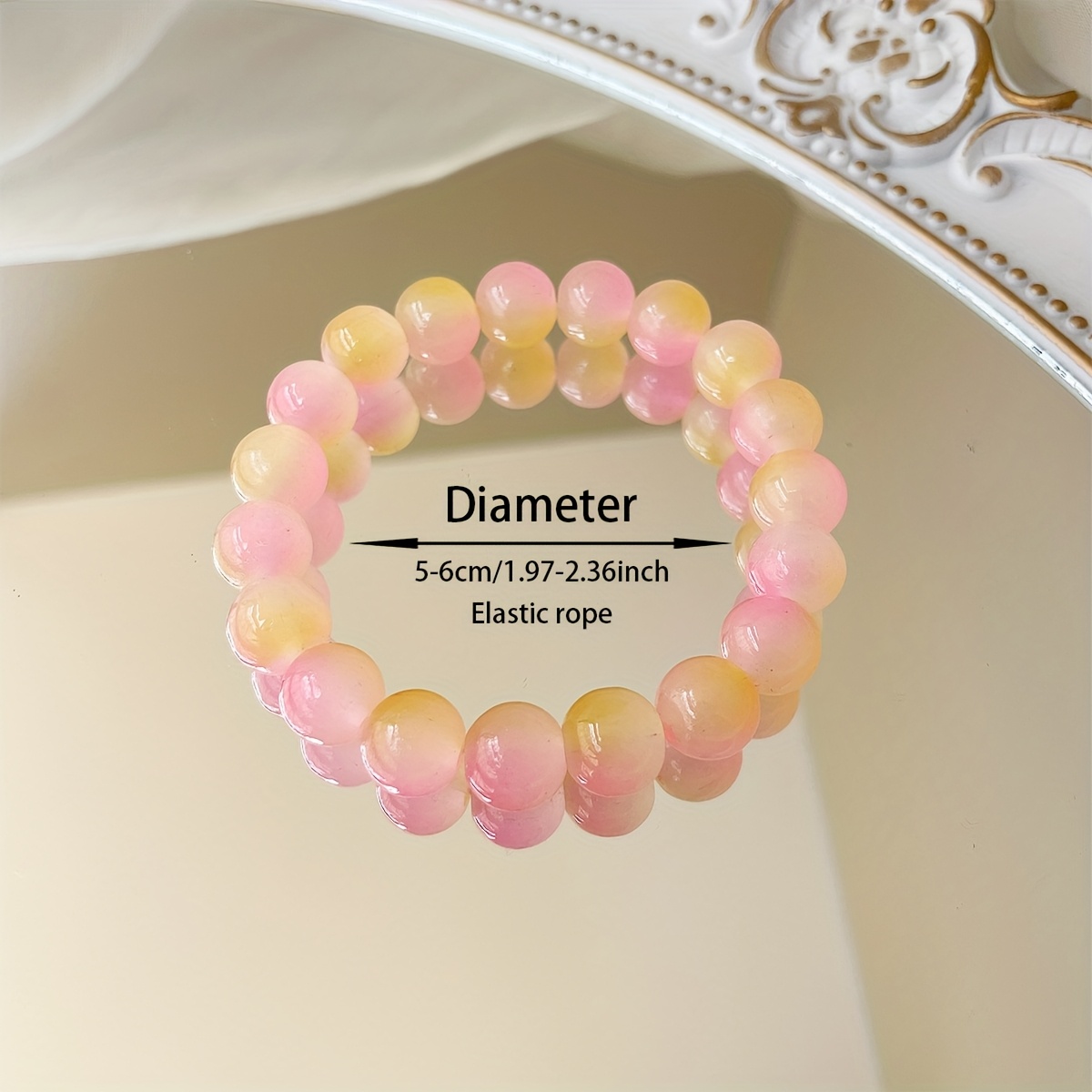 3pcs Pastel Glass Beaded Bracelets Bohemian Style Elastic & Colorful Gift
